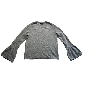 Peck & Peck 100% Cashmere Sweater XL Pullover Gray 2 Ply Flare‎ Sleeves Luxury